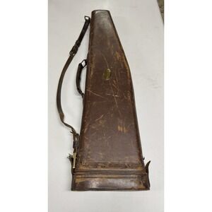 Vintage Red Head Tooled Leather Brass Leg-O-Mutton Take Down Shotgun Case Hunt